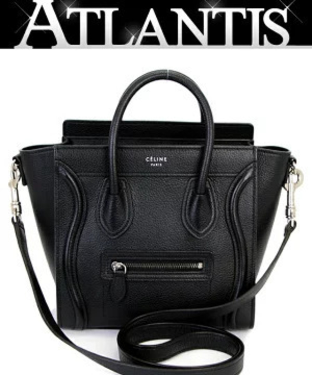 Celine Luggage Tote Shopper 2way Shoulder Bag Leather Black